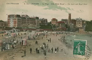 Dinard - the beach and Royal Hotel. Postcard sent in 1913