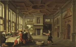 Diner distingue dans un interieur - Distinguished Dinner Company in an Interior, by Delen Diner distingue dans un interieur - Distinguished Dinner Company in an Interior, by Delen