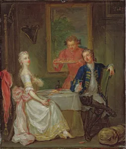 A Dinner Conversation (A Man and Woman Drinking at Supper) (oil on canvas) A Dinner Conversation (A Man and Woman Drinking at Supper) (oil on canvas)