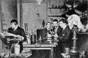 Directors of the Society of Alchemy and Astrology of France in their laboratory Directors of the Society of Alchemy and Astrology of France in their laboratory