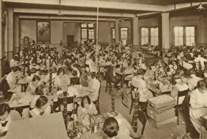 Disabled girls making artificial roses for Alexandra Day (b/w photo) Disabled girls making artificial roses for Alexandra Day (b/w photo)