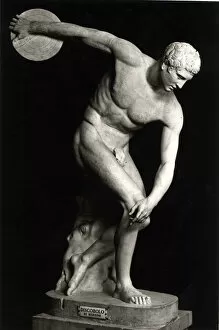 Discobolus, copy of a bronze original (marble) (b/w photo)