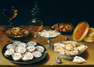 Import Gallery: Dishes with Oysters, Fruit and Wine, c.1620-25 (oil on panel)