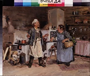 Dispute dans la cuisine (Quarrel in the Kitchen). Peinture de Vladimir Yegorovich Makovski (Makovsky) Dispute dans la cuisine (Quarrel in the Kitchen). Peinture de Vladimir Yegorovich Makovski (Makovsky)