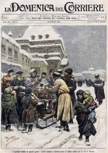 distribution of hot drinks on the streets of Moscow in February 1907 distribution of hot drinks on the streets of Moscow in February 1907