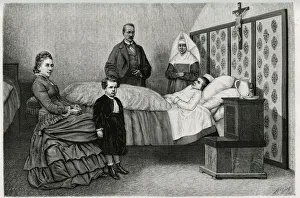 The doctor's consultation at the Logelbach hospice. Engraving by E The doctor's consultation at the Logelbach hospice. Engraving by E