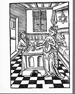 A Doctor's Prescription (woodcut) (b/w photo) A Doctor's Prescription (woodcut) (b/w photo)