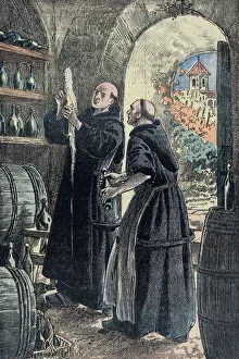 Wine Cellar Gallery: Dom Pierre Perignon (1639-1715), Benedictine monk, inventor of the process of making