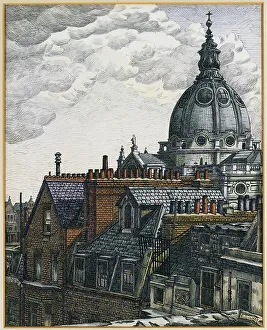 Rooftops Gallery: The Dome, Brompton Oratory, 1936 (w/c, pen & black ink on paper)