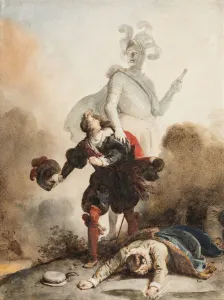 Don Juan et Leporello rencontrent la statue du Commandeur au cimetiere (graphite Don Juan et Leporello rencontrent la statue du Commandeur au cimetiere (graphite