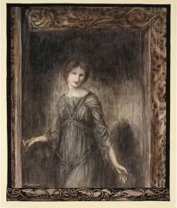 The door of Fionn's chamber opened gently and a young woman came into the room The door of Fionn's chamber opened gently and a young woman came into the room