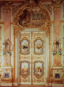 Door of the Porcelain Room with four panels depicting classical scenes by Meissen Door of the Porcelain Room with four panels depicting classical scenes by Meissen