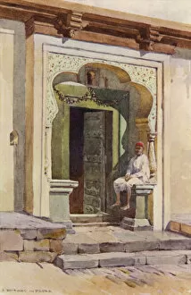 Poona Gallery: A Doorway, Poona (colour litho)