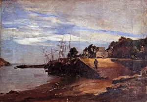 German School Gallery: Douarnenez, Port Ru, boats, 1867 (oil on canvas)