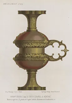 Double goblet formed from two agate cups (chromolitho) Double goblet formed from two agate cups (chromolitho)