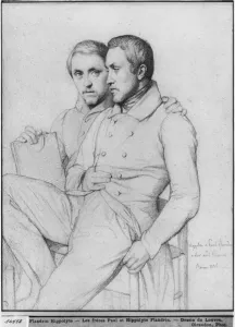 Double portrait of Hippolyte and Paul Flandrin, 1835 (black lead on paper) (b/w photo) Double portrait of Hippolyte and Paul Flandrin, 1835 (black lead on paper) (b/w photo)