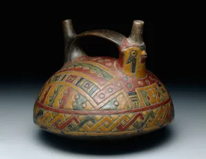 Double-spout strap-handle vessel depicting a falcon, Early Horizon, Epoch 8, c.500-400 B Double-spout strap-handle vessel depicting a falcon, Early Horizon, Epoch 8, c.500-400 B