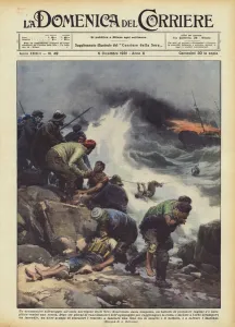 Life Jacket Gallery: A dramatic rescue on the Norwegian Bear Island (colour litho)
