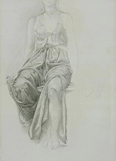 Pre Raphaelite Brotherhood Collection: Drapery study for King Cophetua, c.1883 (graphite on paper)