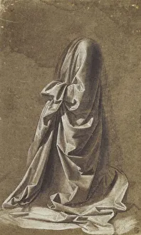 Drapery Study for a kneeling figure, (brush and brownish-grey distemper heightened with Drapery Study for a kneeling figure, (brush and brownish-grey distemper heightened with