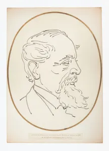Drawing of Charles Dickens by Mr Maskelyne's Automaton ZOE, 1877 (ink on paper) Drawing of Charles Dickens by Mr Maskelyne's Automaton ZOE, 1877 (ink on paper)
