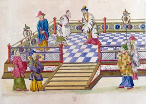 Drawing from a Chinese vase: scene at the palace. Painting by Jean Antoine Fraisse Drawing from a Chinese vase: scene at the palace. Painting by Jean Antoine Fraisse