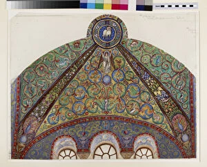 Drawing of Mosaics in the Vault of the Chancel of San Vitale, Ravenna, 1884 (watercolour