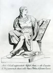 Drawing of a statue by Giovanni Ceccarini of Raffaello Sanzio da Urbino (litho) Drawing of a statue by Giovanni Ceccarini of Raffaello Sanzio da Urbino (litho)