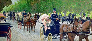Driving in the Prater Park, 1900 (oil on canvas)