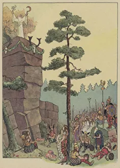 Druids celebrating a festival at the Maennelstein, Alsace (colour litho) Druids celebrating a festival at the Maennelstein, Alsace (colour litho)