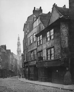 Drury Lane, looking south and showing the steeple of St. Mary-le-Strand, c Drury Lane, looking south and showing the steeple of St. Mary-le-Strand, c