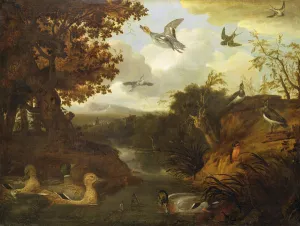 Ducks and other birds about a stream in an Italianate landscape, 1671 (oil on canvas) Ducks and other birds about a stream in an Italianate landscape, 1671 (oil on canvas)