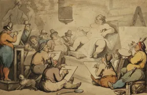 Artists Studio Gallery: A Dutch Academy, (pencil, pen and ink and watercolour)