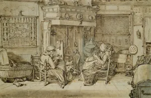 Dutch interior, 1617 (pen, ink and brush on paper) Dutch interior, 1617 (pen, ink and brush on paper)