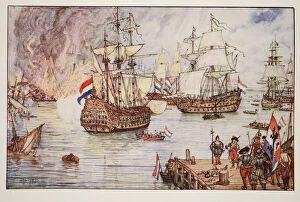 The Dutch in the Medway, illustration from A History of England by C.R.L