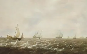Dutch men-o'-war and other ships off the coast, 17th century Dutch men-o'-war and other ships off the coast, 17th century