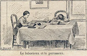 Duties towards oneself: the body. Work and laziness, 1919 (engraving) Duties towards oneself: the body. Work and laziness, 1919 (engraving)