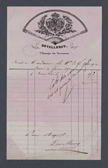 Bill from Duvelleroy, fan sellers, Paris, 1850 (litho) Bill from Duvelleroy, fan sellers, Paris, 1850 (litho)