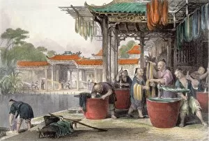 Pagodas Collection: Dyeing and Winding Silk, from China in a Series of Views