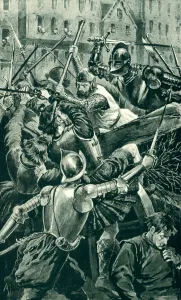The Earl of Angus and his spearmen attacked by Sir Patrick Hamilton (litho) The Earl of Angus and his spearmen attacked by Sir Patrick Hamilton (litho)