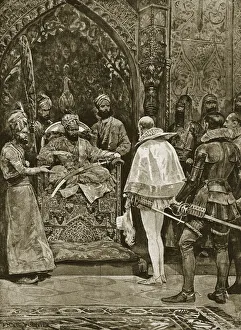 An early English embassy to India, 1599, illustration from Hutchinson' An early English embassy to India, 1599, illustration from Hutchinson'