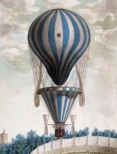 Early Hot Air Balloon in Flight, 1828 (watercolor) Early Hot Air Balloon in Flight, 1828 (watercolor)