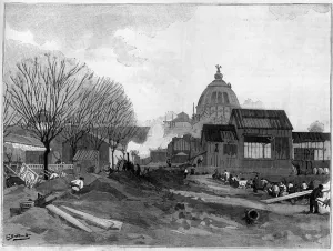 The earthmoving site for the installation of the monumental fountain in Paris for The earthmoving site for the installation of the monumental fountain in Paris for