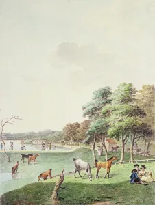 The East End of the Serpentine, and a Distant view of the Bathing House, 1794 (w/c The East End of the Serpentine, and a Distant view of the Bathing House, 1794 (w/c