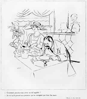 Eating, illustration from L'Amour de l'Art, 1925 (litho) (b/w photo)