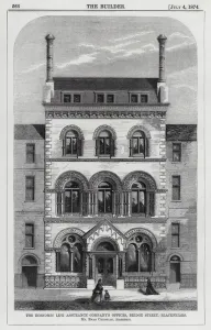 Bridge Street Gallery: The Economic Life Assurance Companys Offices, Bridge Street, Blackfriars (engraving)