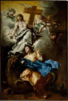 The ecstasy of Saint Margarita of Cortona (Margherita da Cortona), Franciscan Painting by Bartolomeo Guidobono The ecstasy of Saint Margarita of Cortona (Margherita da Cortona), Franciscan Painting by Bartolomeo Guidobono