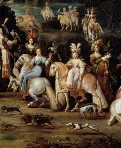 Ecuyeres hunting falcon Detail from a painting by Claude Deruet (1588-1662). Dim Ecuyeres hunting falcon Detail from a painting by Claude Deruet (1588-1662). Dim