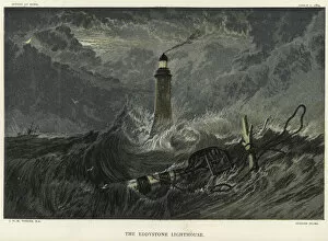 Buoys Gallery: The Eddystone Lighthouse on the Eddystone Rocks (colour litho)
