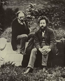 Edward Burne-Jones and William Morris, English artists and designers (b/w photo)
